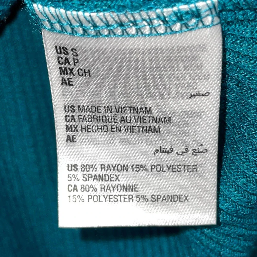 CHARTER CLUB Ribbed Henley Pajama Top teal evergreen, XS - Picture 8 of 12